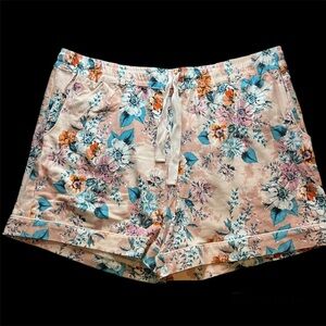 Floral Print Women's Sleep Shorts - Pink